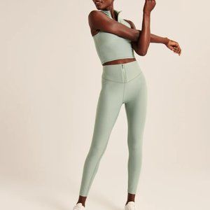 Abercrombie & Fitch Zip-Front Contour Leggings Light Green S